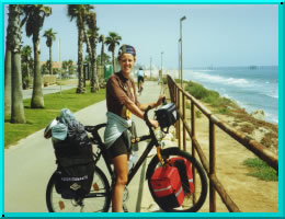 Watch out for surfers and dolphins riding the waves along this route.