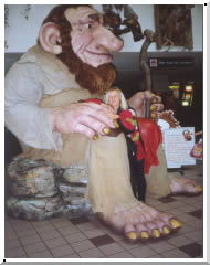 Papa Troll keeps a watchful eye over the folks in this shopping complex.